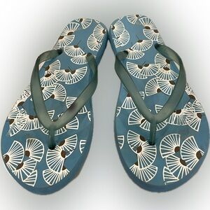 GARNET HILL RAFTERS blue Asian fan thong sandals flip flops 7.5